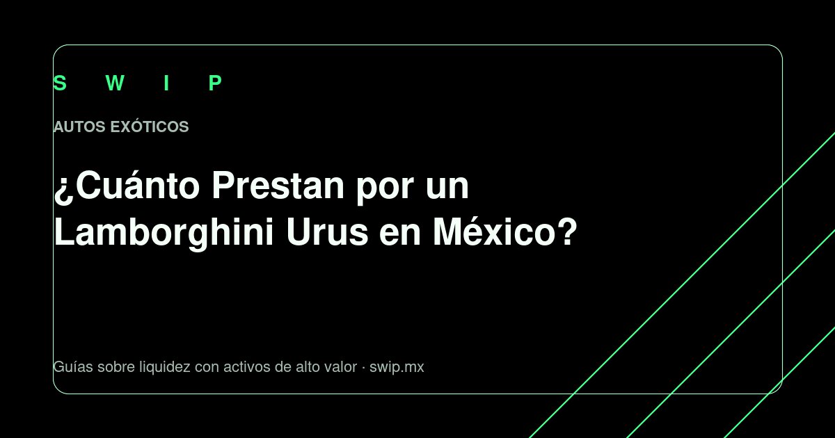 Portada: ¿Cuánto Prestan por un Lamborghini Urus en México?
